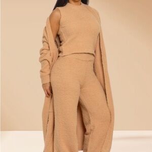 3 Piece Set Cozy Lounge Set Teddy Like Skim